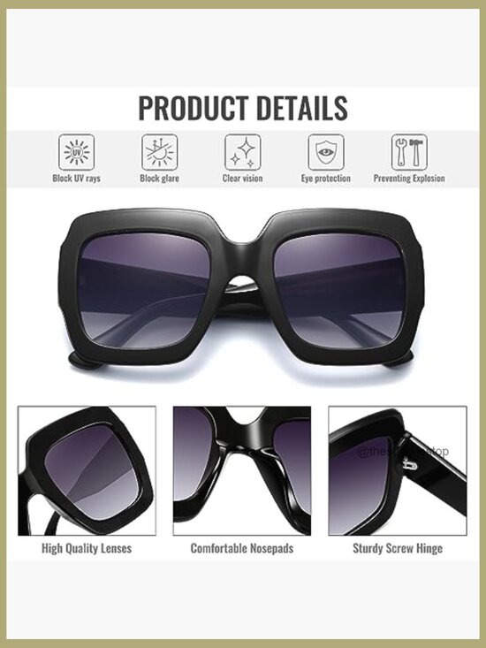 Luxury Oversized Square Sunglasses Women Retro UV400 Protection Non-Polarized